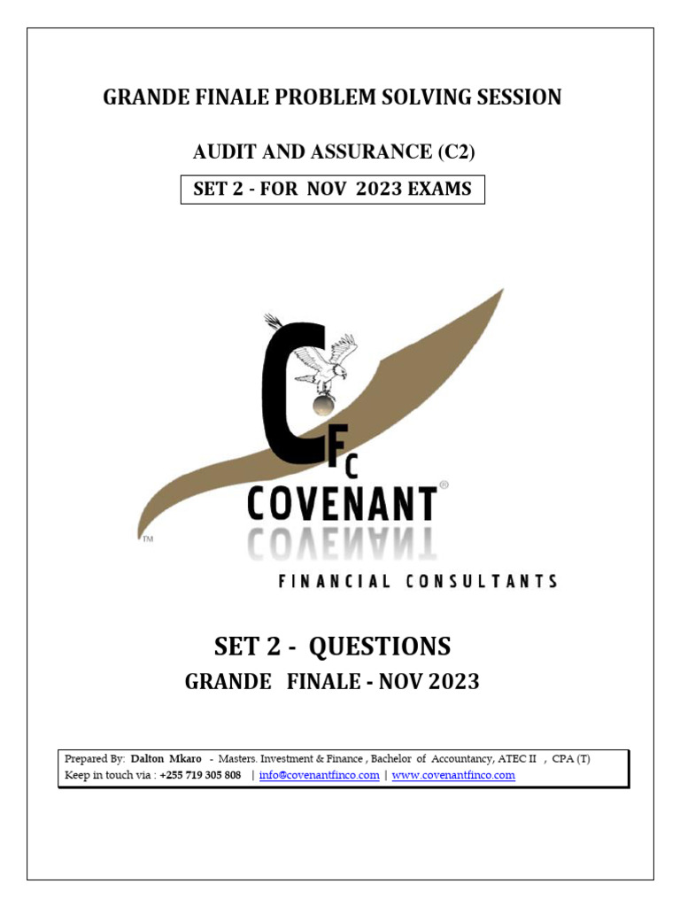 Audit and Assurance Exam Questions Nov 2023 | PDF | Going Concern ...