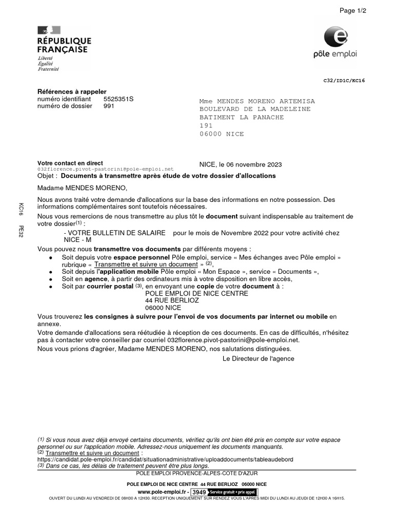 Documents requis pour allocations Pôle Emploi | PDF