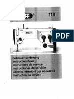 Pfaff 118 Sewing Machine Instruction Manual