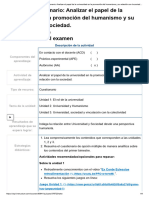 Examen - (AAB01) Cuestionario - Analizar El Papel de La Universidad en La Promoción Del Humanismo y Su Relación Con La Sociedad