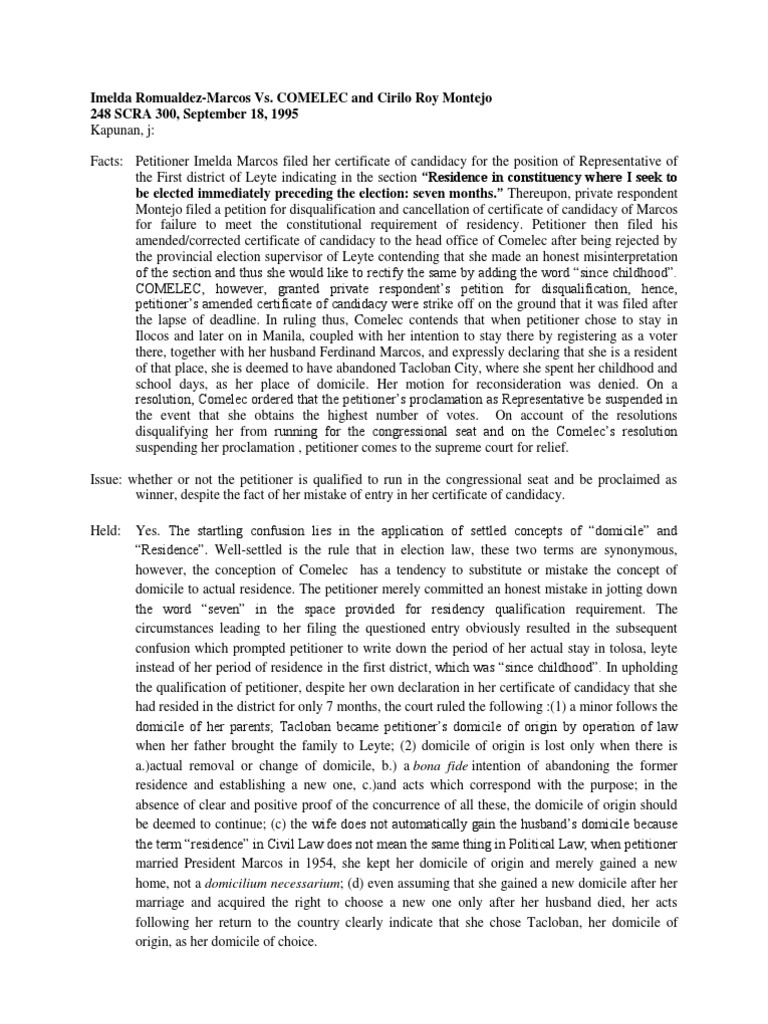Marcos Vs. Comelec G.r. No. 119976
