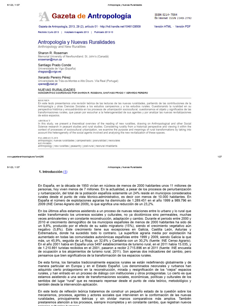 Antropología y Nuevas Ruralidades | PDF | Área rural | Antropología