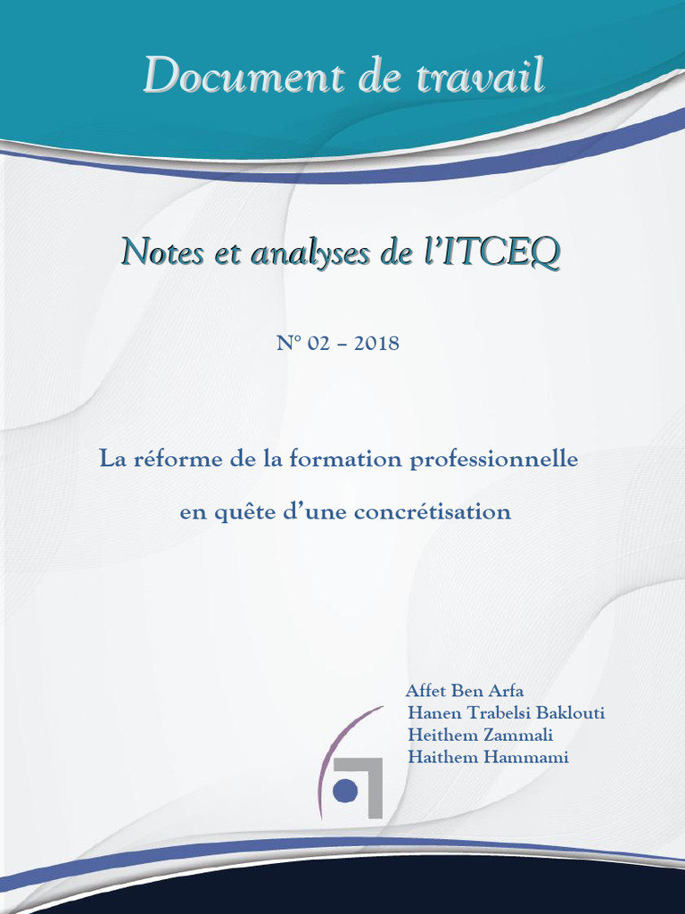 Réforme de la formation professionnelle en Tunisie | PDF | Chômage ...