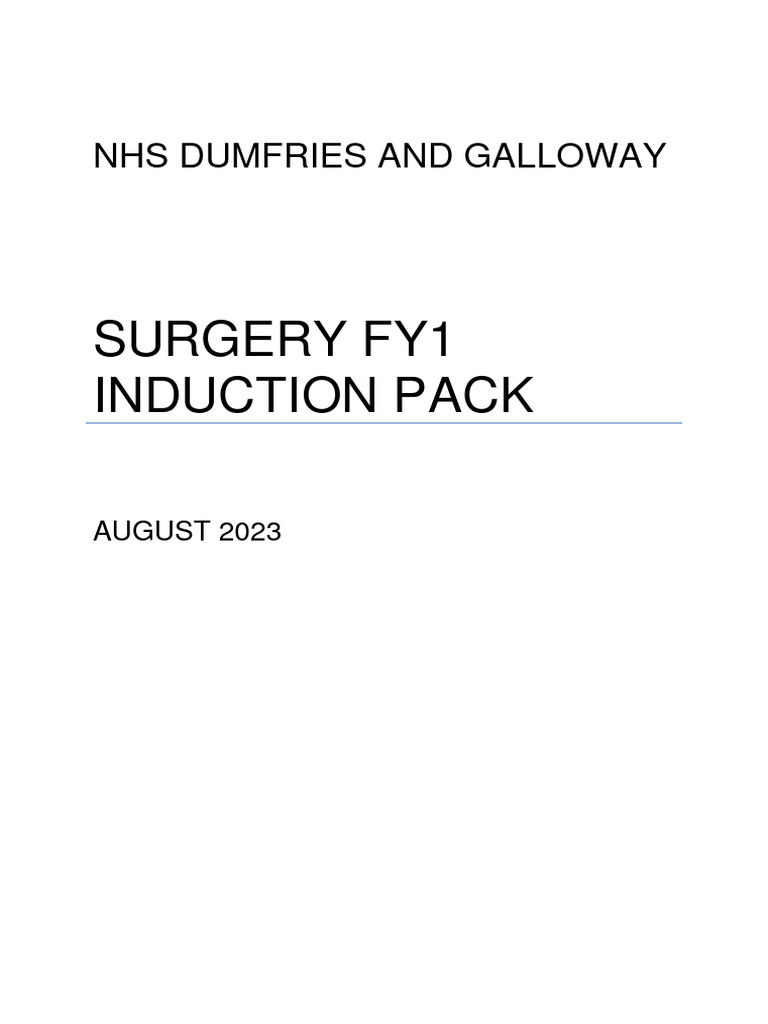 Surgery FY1 Induction Pack 2023 | PDF | Surgery | Patient