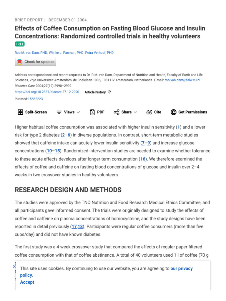 Effects of Coffee Consumption On Fasting Blood Glucose and Insulin ...