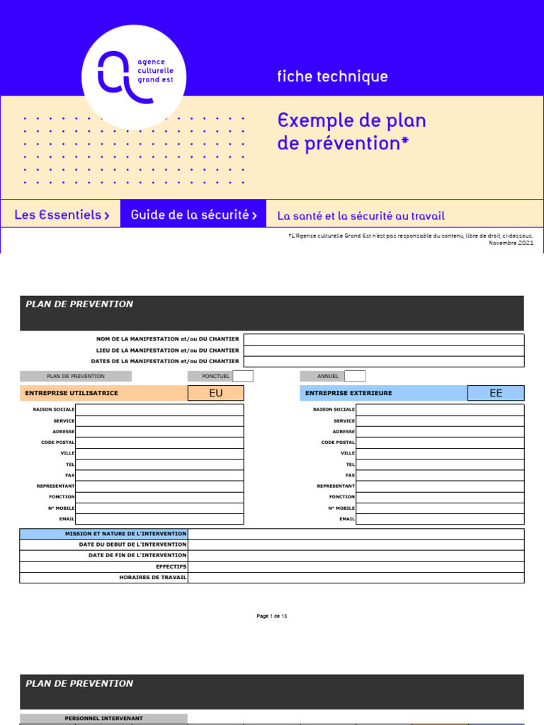 Exemple Plan De Prevention PDF S curit Business