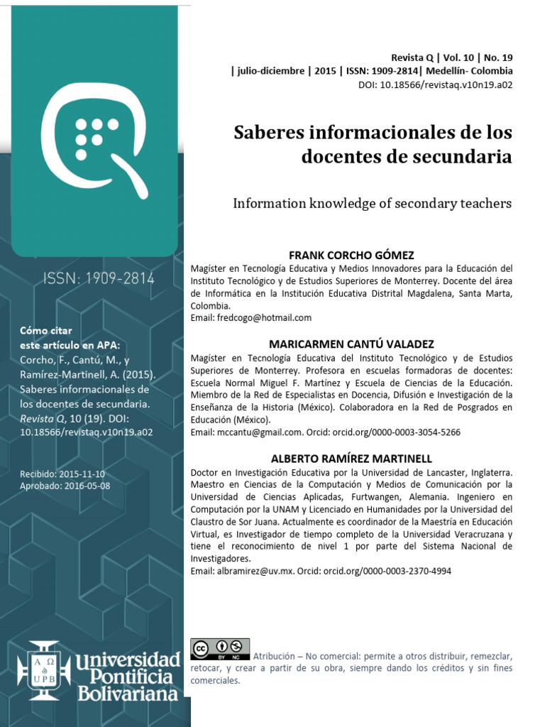 Saberes Informacionales de Los Docentes de Secundaria | PDF ...