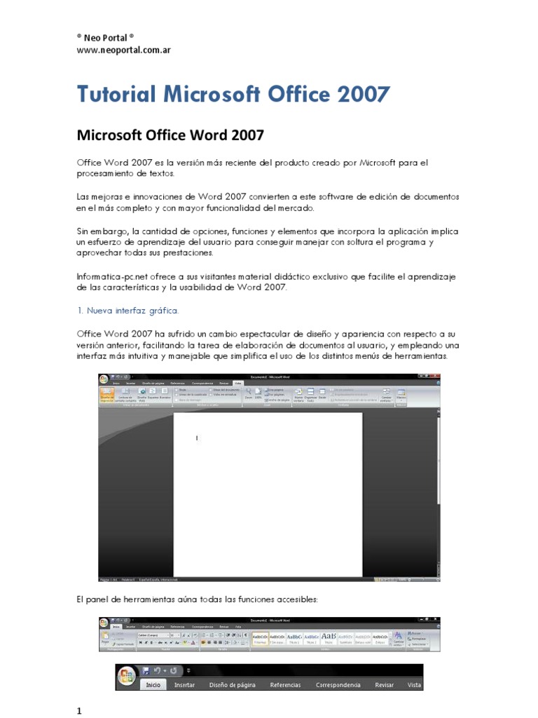 Microsoft Office 2007 TUTORIAL | PDF | Microsoft Excel | Correo electrónico