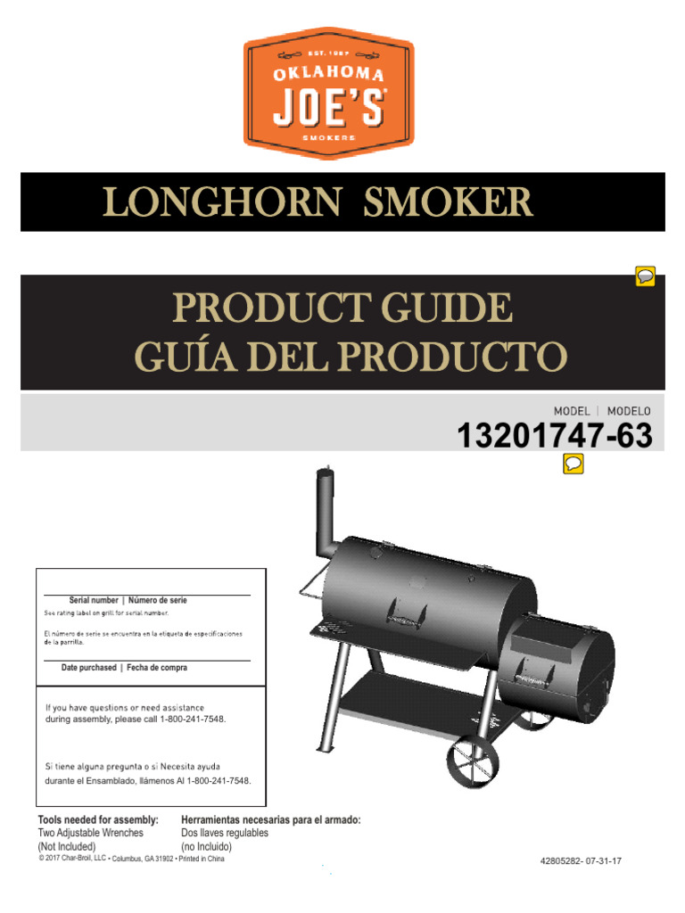 1320174763 OklahomaJoe Longhorn Offset Smoker Instructions