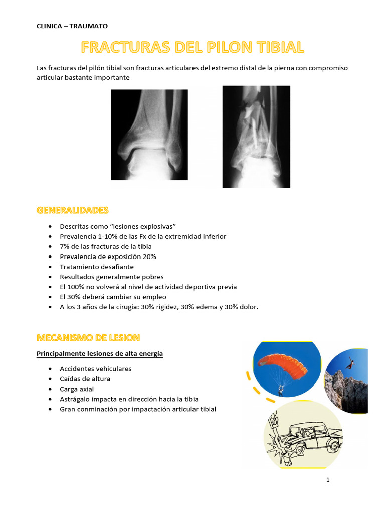 Clasificación y tratamiento de fracturas de pilón tibial | PDF ...