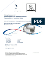 Mkango - Songwe Hill Rare Earth Element (REE) Project NI43-101 Technical Report - 2019