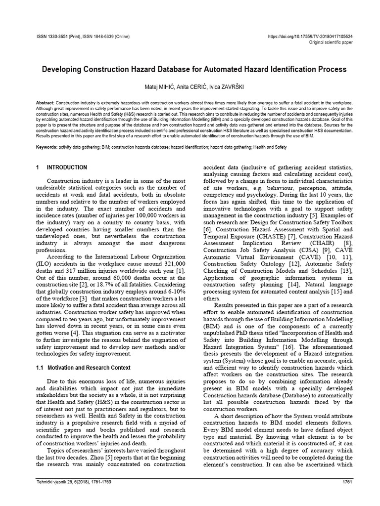 Construction Hazard Database Development | PDF | Hazards | Risk