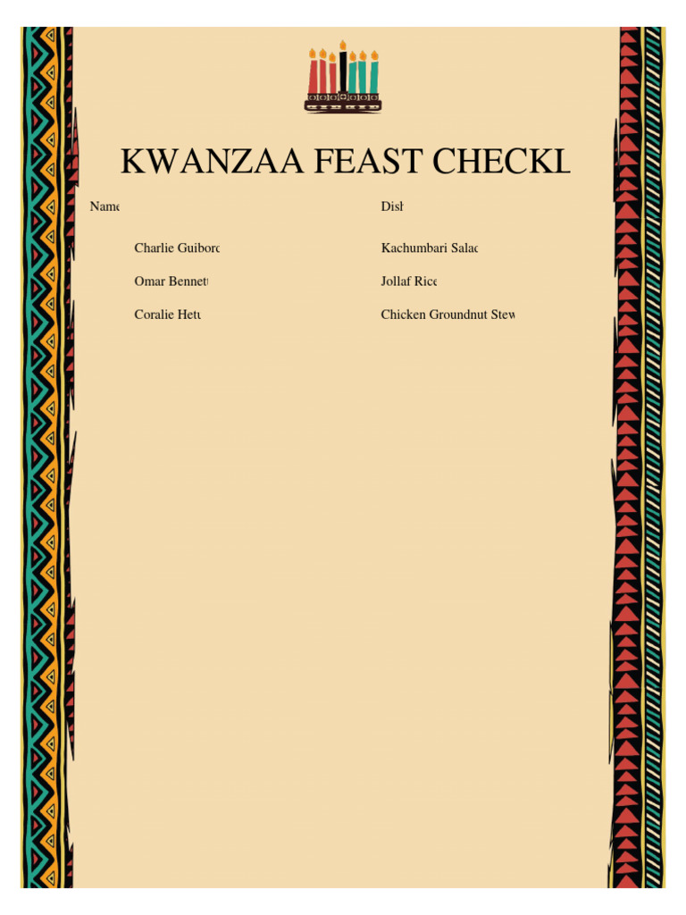 Kwanzaa Checklist PDF