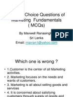 Multiple Choice Questions of Marketing Fundamentals (MCQS)