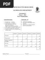 Penrith 2022 Year 9 Maths Yearly & Solutions