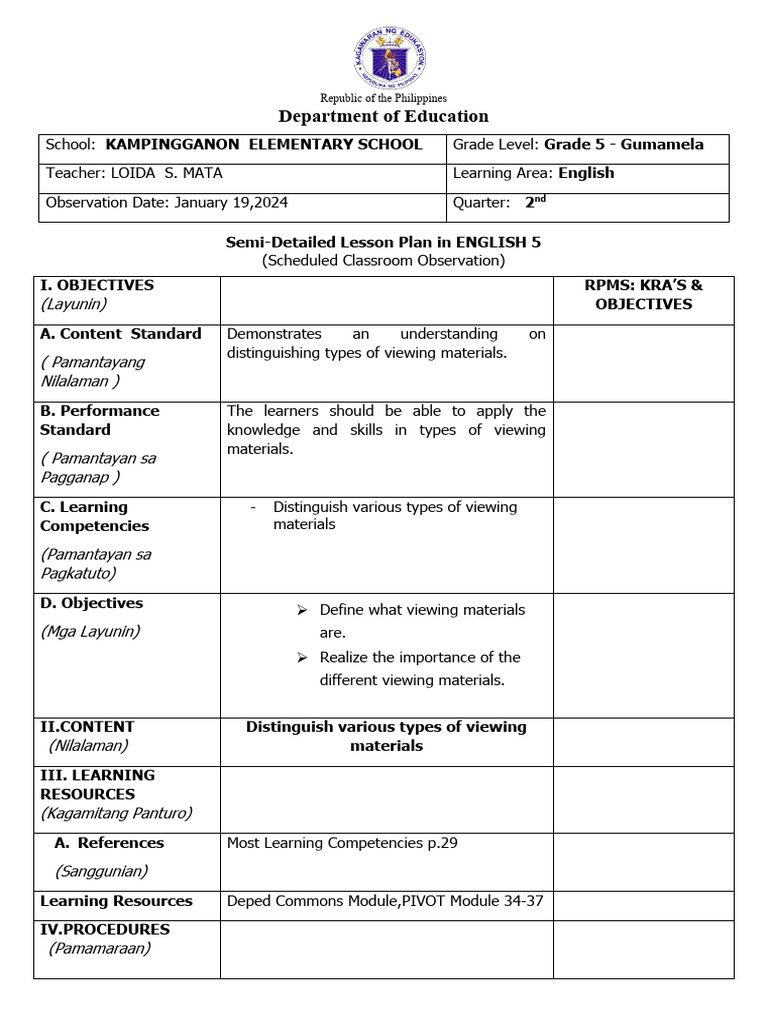 Q2 W8 ENG5 Viewing Materials | PDF | Learning | Infographics