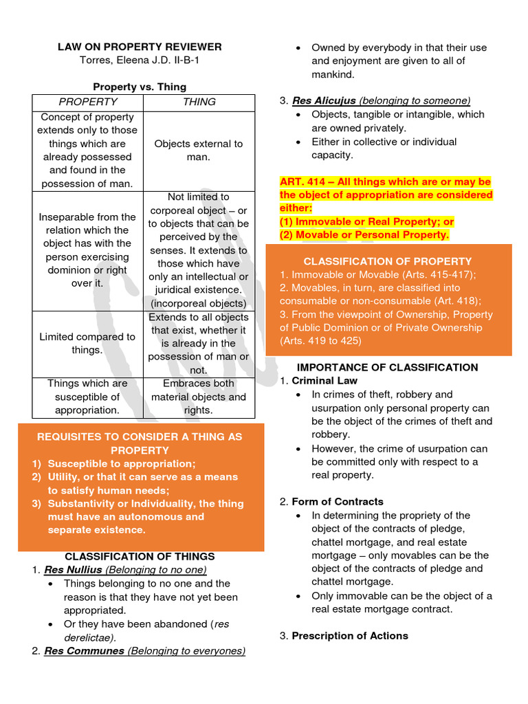 Law On Property Reviewer PDF Property Ownership