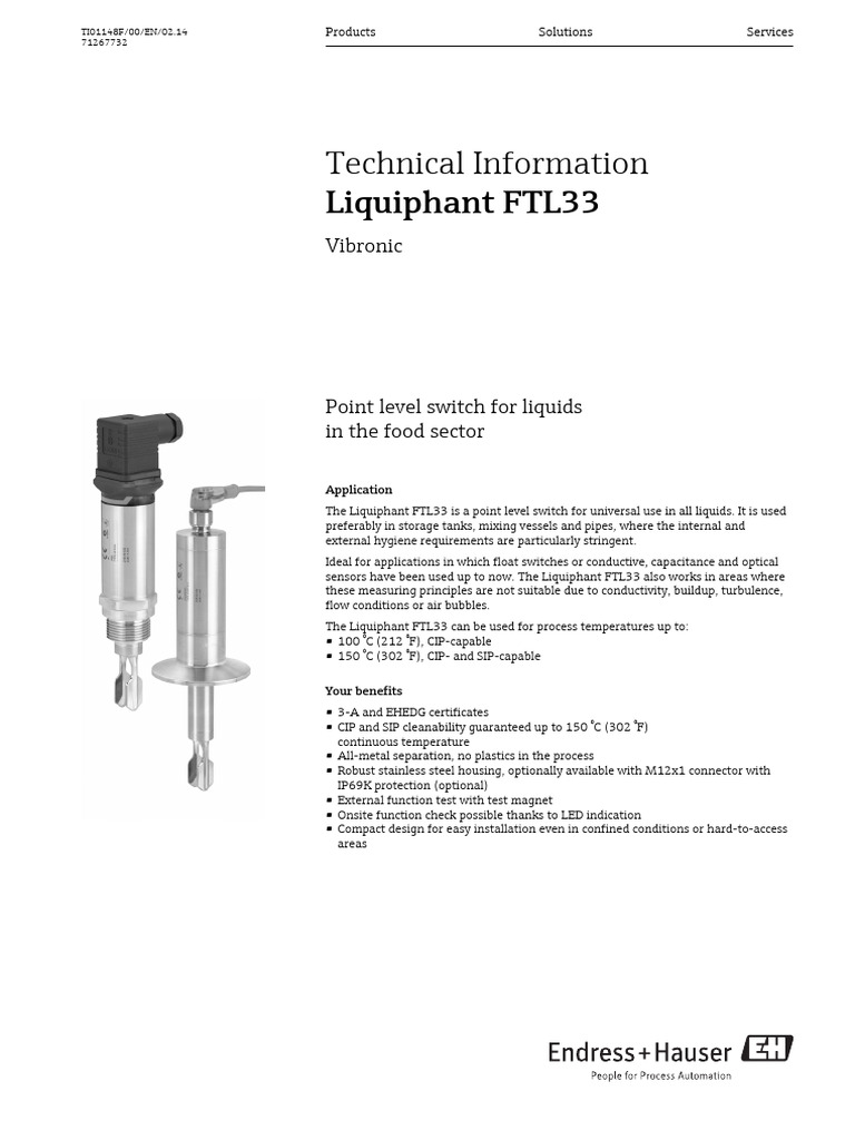 Liquiphant FTL33 Level Switch Manual | PDF | Power Supply | Switch