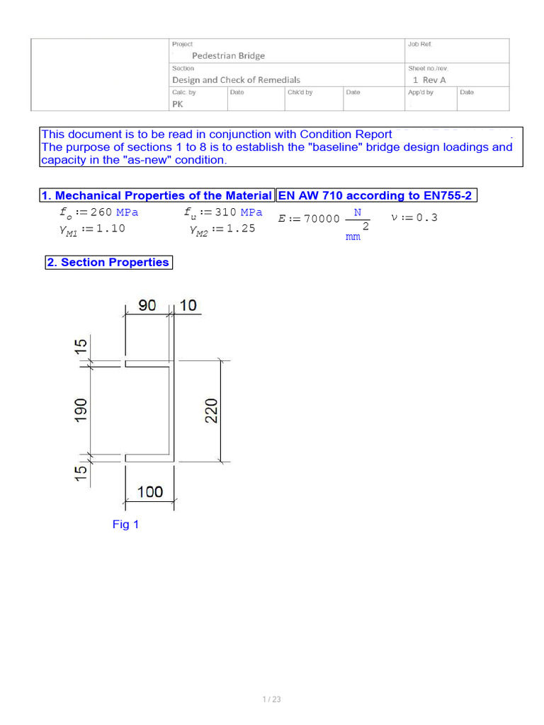 Eurocode Calculations For The Aluminium Bridge | PDF | Truss | Bridge