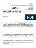Johnston 2019 The Adversarial Defence Lawyer Myths Disclosure and Efficiency A Contemporary Analysis of The Role in The
