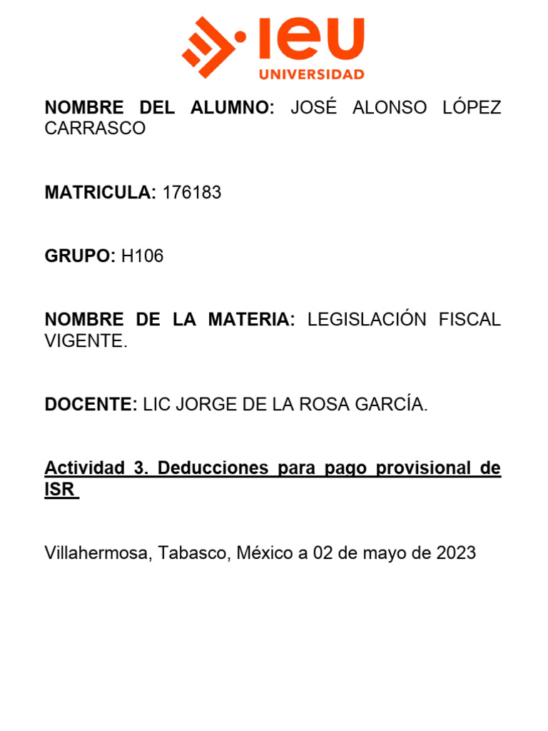 Deducciones ISR para Personas Físicas | PDF | Impuesto sobre la renta ...