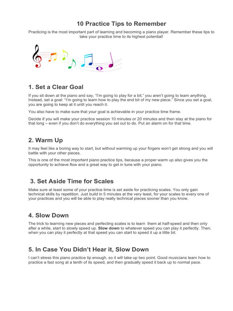 Top 10 Piano Practice Tips | PDF | Career & Growth | Self-Improvement