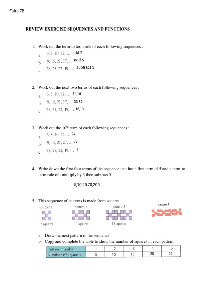 Math Sequence Exercises | PDF | Science & Mathematics