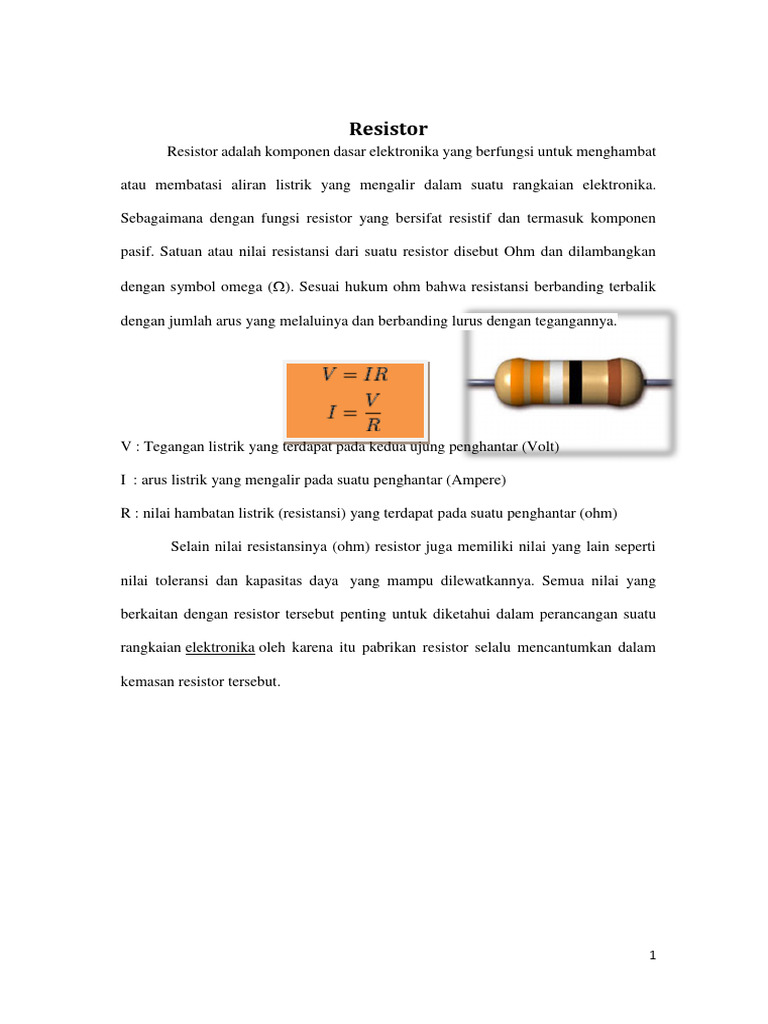 Fungsi dan Toleransi Resistor Elektronika | PDF
