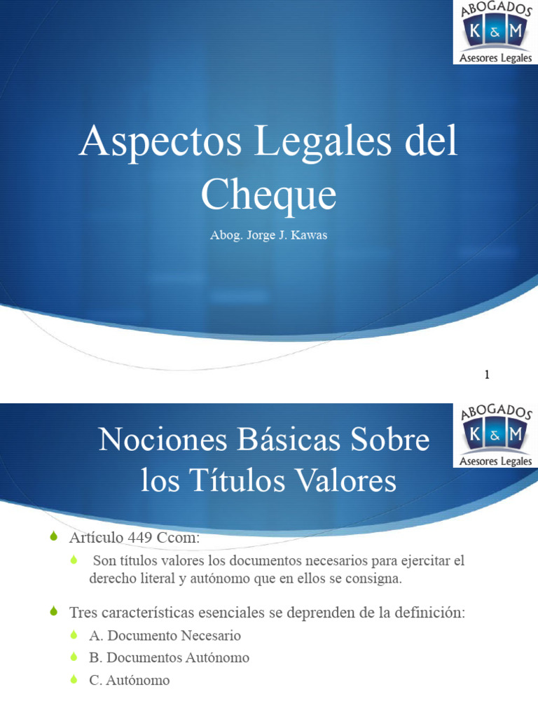 Aspectos Legales Del Cheque | Descargar gratis PDF | Cheque | Pagos