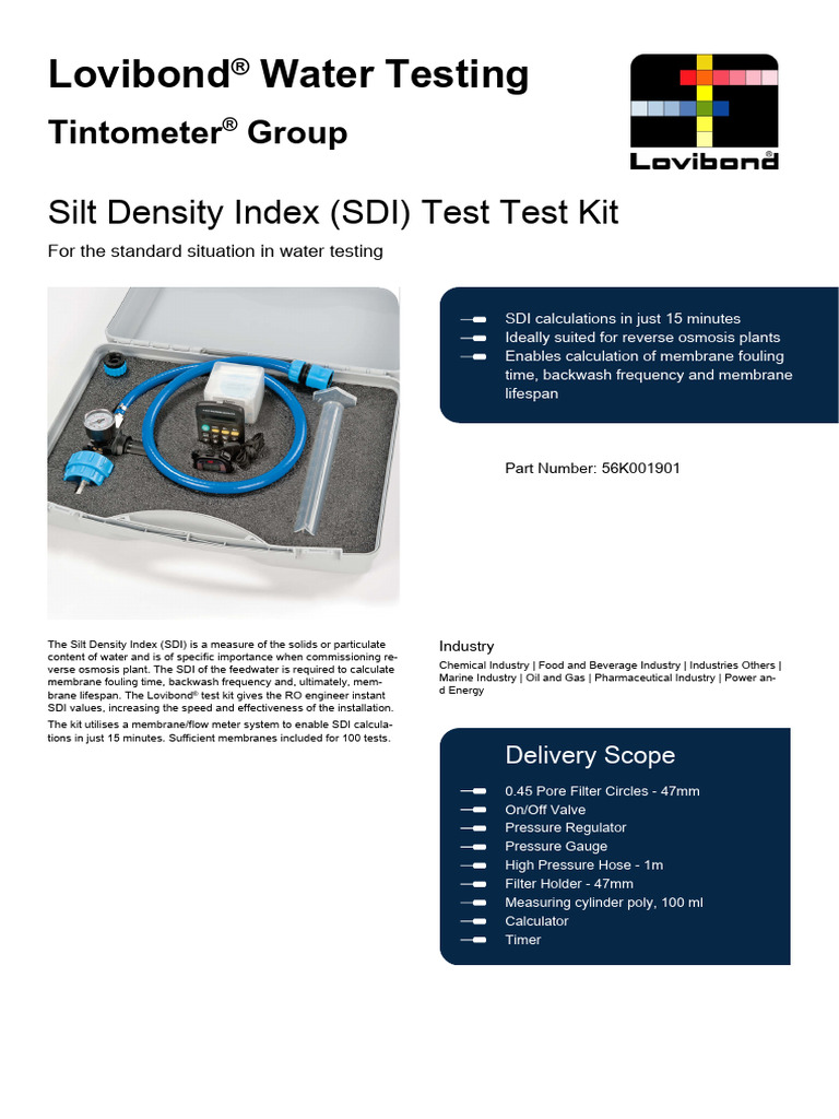 Datasheet 56K001901 Silt Density Index (SDI) Test Test Kit en