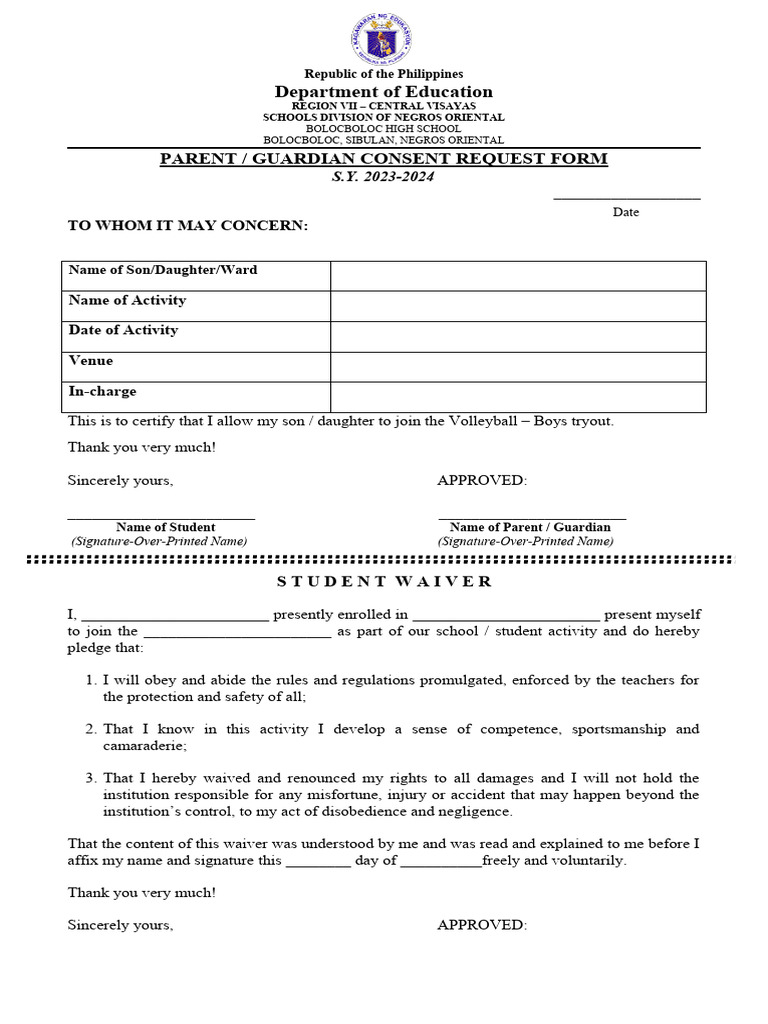 Student Waiver for School Activities | PDF | Wellness