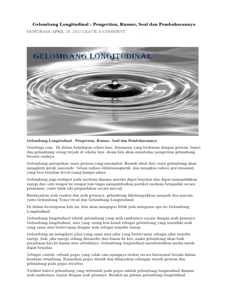 Materi Gelombang Longitudinal Pdf