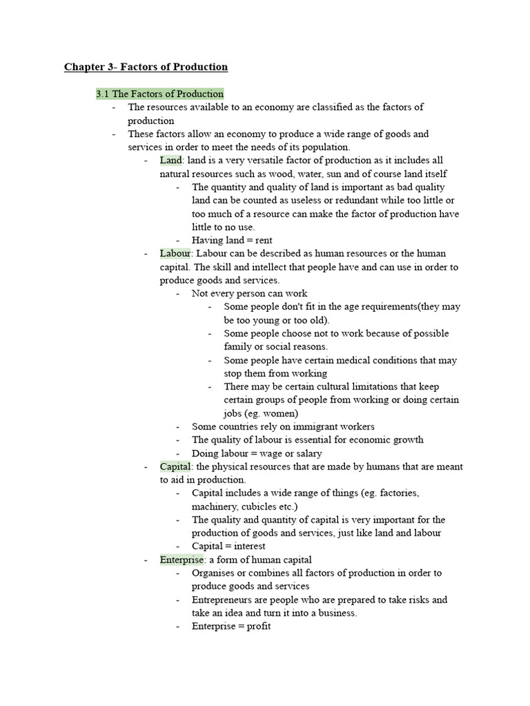 Chapter 3 Econ Notes - Manaal Mubarak | PDF | Human Capital | Labour ...