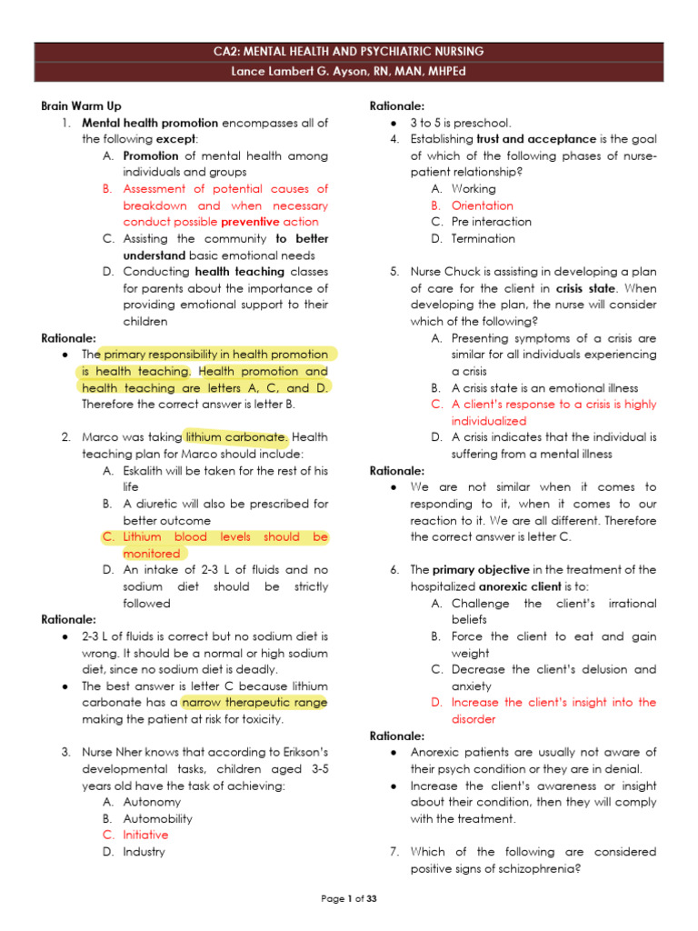 Understanding MHN in Psychiatric Nursing | PDF | Mental Disorder ...