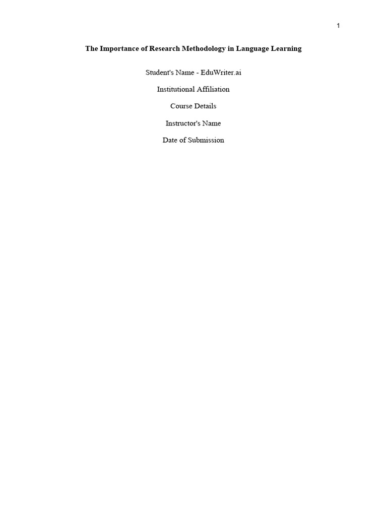 The Importance of Research Methodology in Language Learning | PDF ...