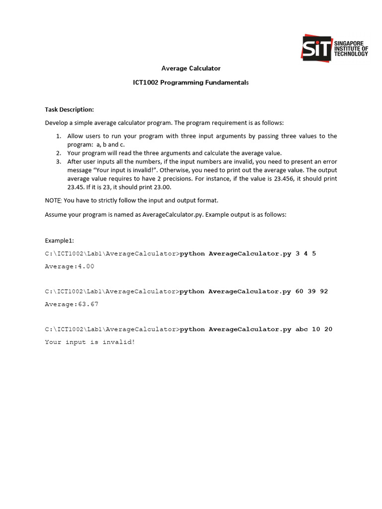 Average calculator pdf