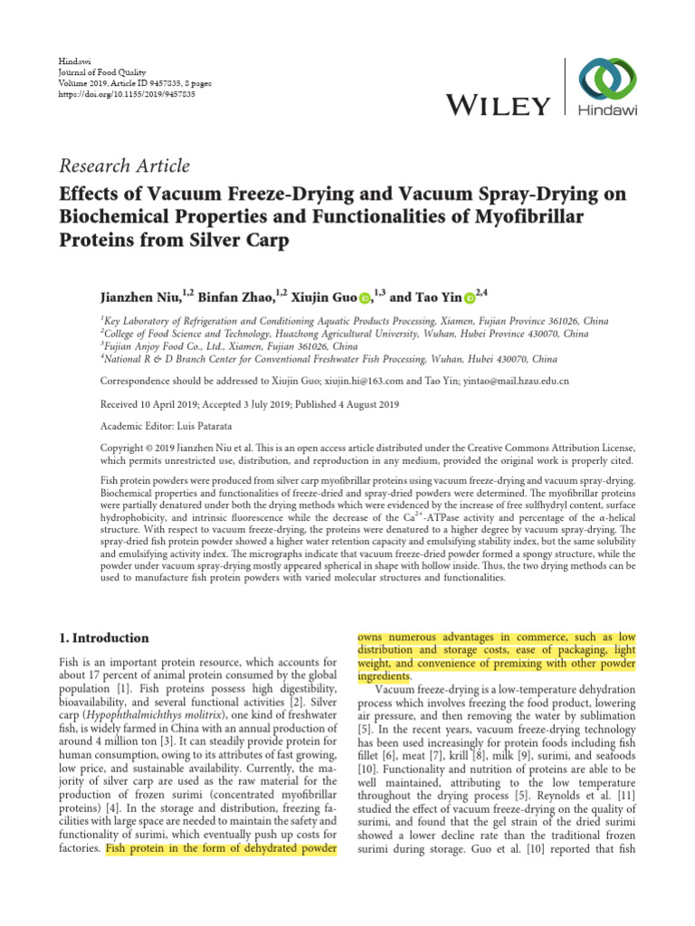 Effects of Vacuum Freeze-Drying and Vacuum Spray-Drying On | PDF