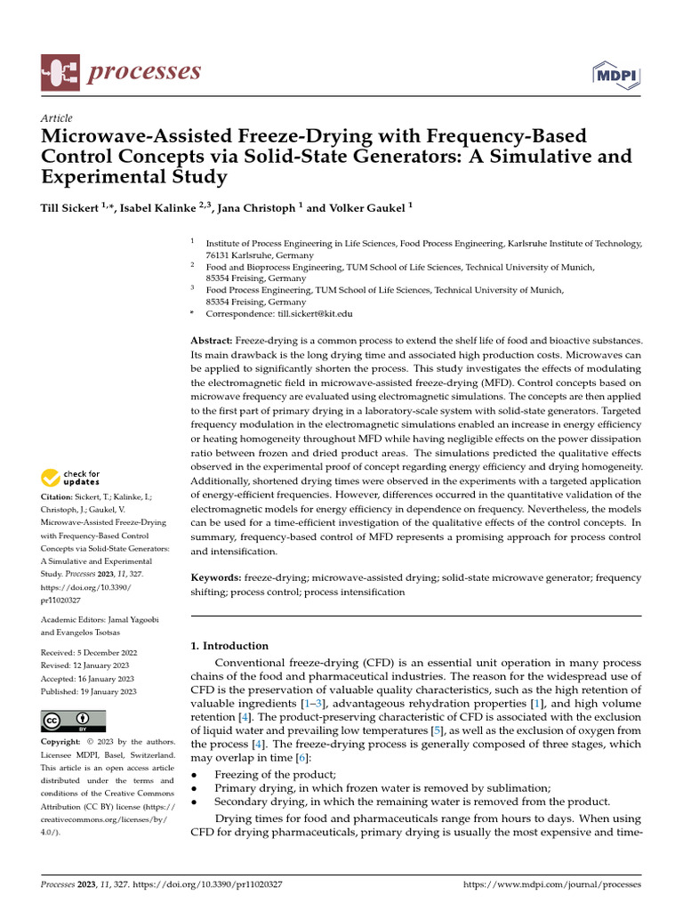 Microwave assisted freeze drying with frequency based pdf heat