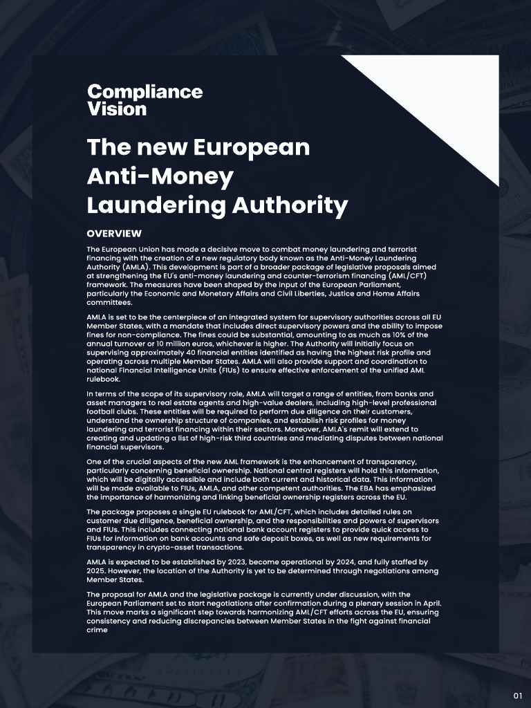 The New European Anti Money Laundering Authority Pdf Money