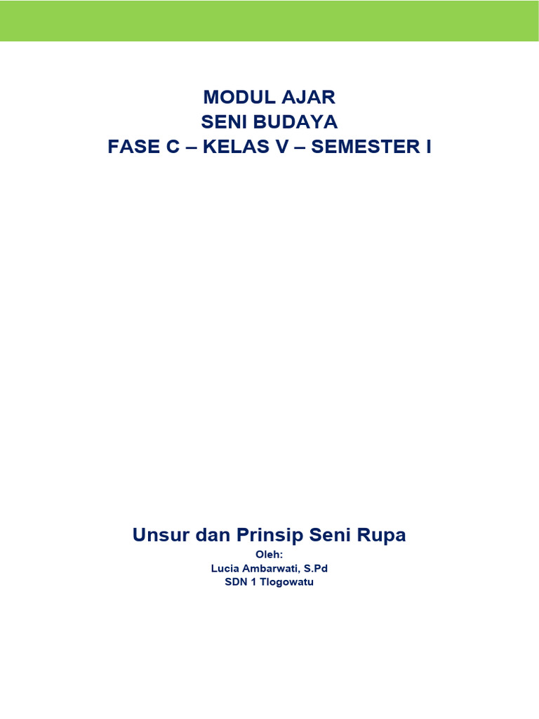 Modul Ajar Seni Budaya Fase C Kelas 5 Seni Rupa | PDF