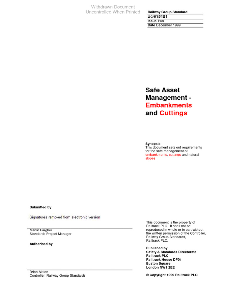 Asset - Management - Embankments - Cuttings - GCRT5151 Iss 2 | PDF ...