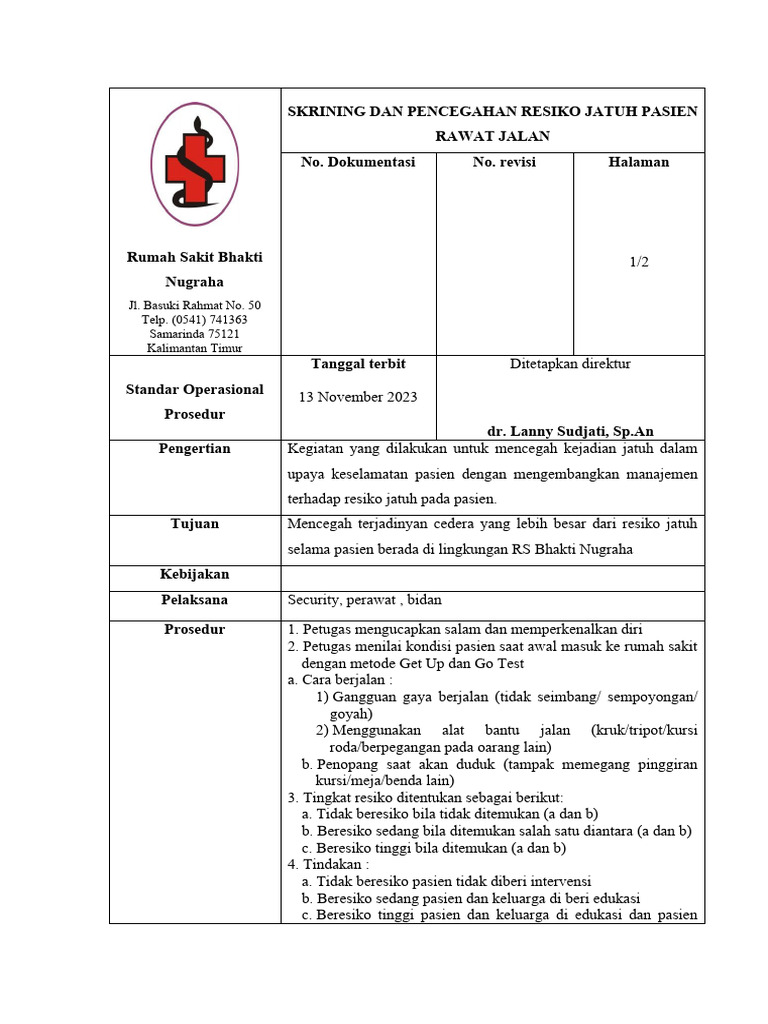 Spo Skrining Dan Pencegahan Resiko Jatuh Pasien Rawat Jalan Pdf