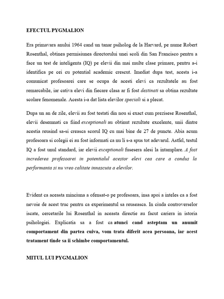Efectul Pygmalion | PDF