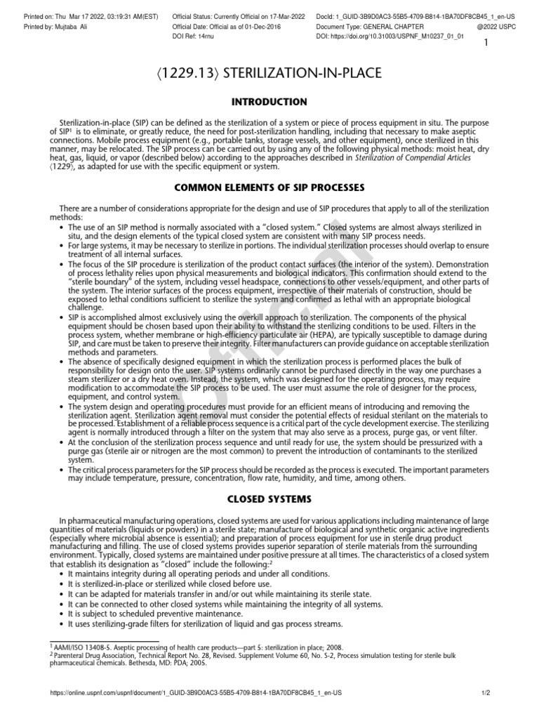 Sterilization-in-Place Guidelines | PDF | Sterilization (Microbiology ...