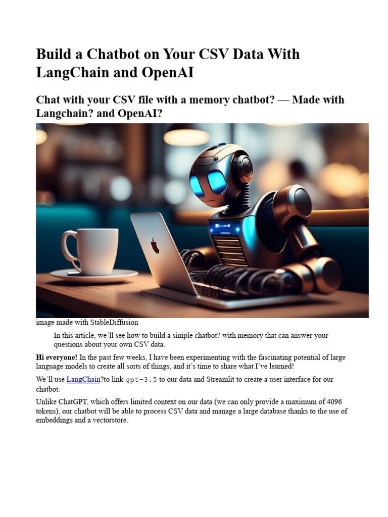 Build A Chatbot On Your CSV Data With LangChain and OpenAI | PDF ...