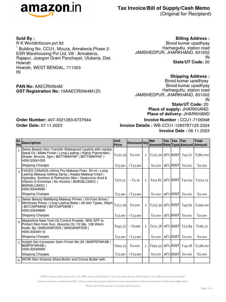 Mobile Invoice for Order 407-3021283 | PDF