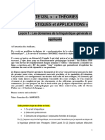 Theories Linguistiques Et Applications