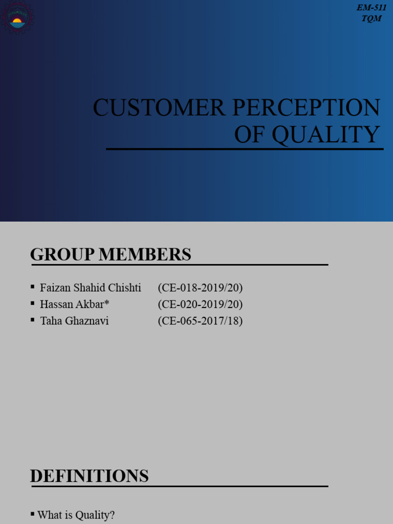 Customer Quality Perception in TQM | PDF | Quality Management System ...