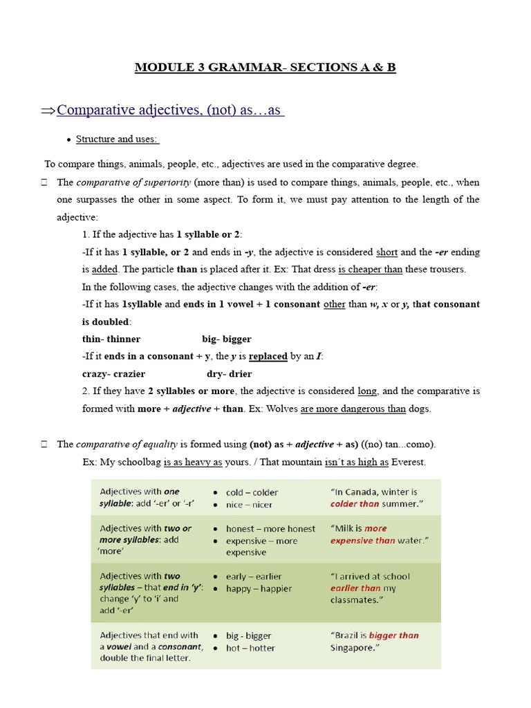 Comparative and Superlative Adjectives | PDF | Language Arts ...