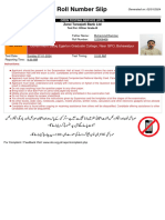 Roll Number Slip: Government Sadiq Egerton Graduate College, Near GPO, Bahawalpur